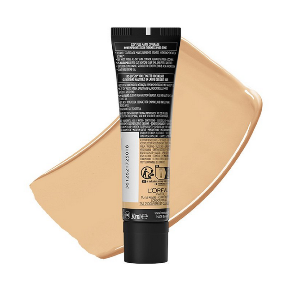 كريم اساس فاونديشن انفاليبل مات كفر بنسبة 4 % نيساميد من لوريال رقم 200 L'Oréal Paris Infallible 32h Matte Cover Foundation