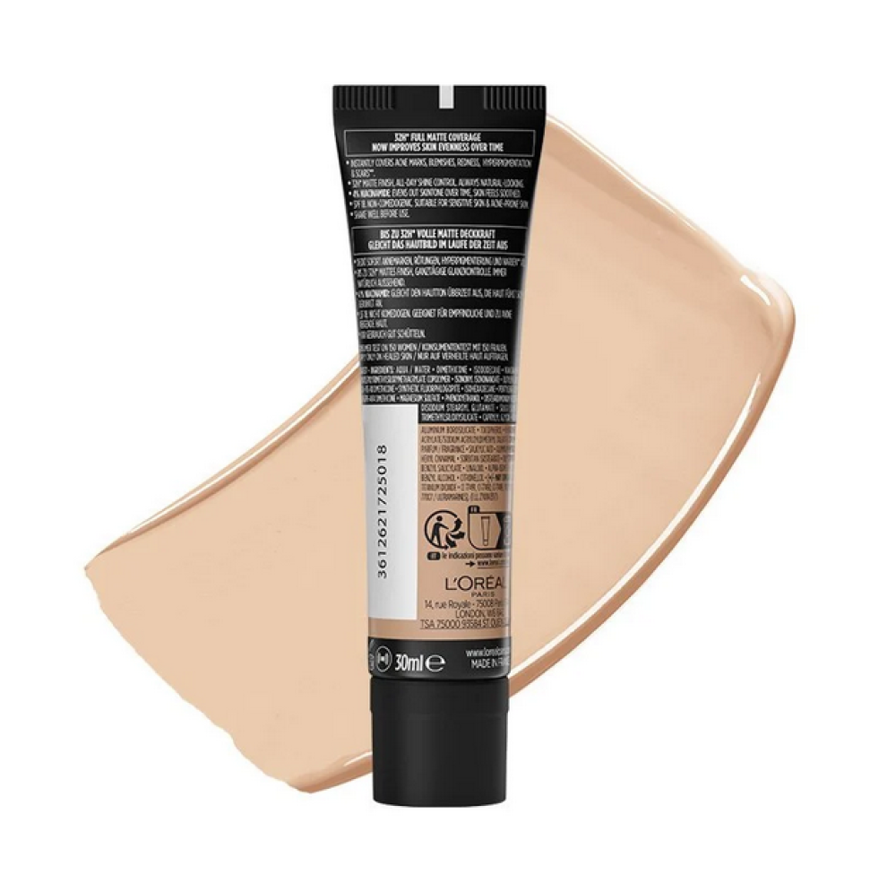 كريم اساس فاونديشن انفاليبل مات كفر بنسبة 4 % نيساميد من لوريال رقم 110 L'Oréal Paris Infallible 32h Matte Cover Foundation