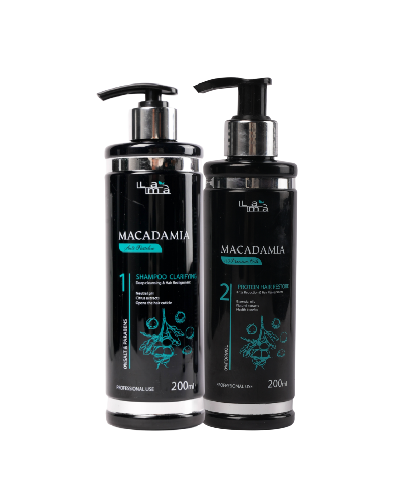 استعيدي نعومة شعرك وتألقه مع معالج المكاديميا و الأحماض الأمينية و الزيوت الطعية الفاخر الحجم الصغير 200مل ..عالج للشعر بالمكاديميا والاحماض الامينية و الزيوت الطبيعية و شامبو كلاريفنج قبل المعالج الحجم الصغير 200مل