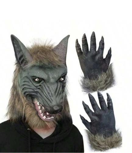 قناع الذئب المرعب مع القفازات