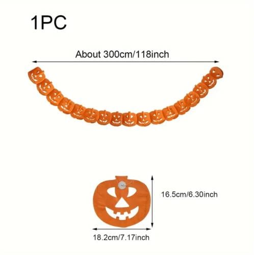 ‎1 قطعة شرائط زينة هالوين بتصميم يقطين ثلاثي الأبعاد طول 3 متر