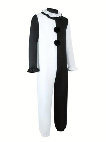 زي كلاسيكي الرعب للمهرج  هالوين أسود وأبيض مناسب لطول ١٦٥ cm-١٨٥ cm