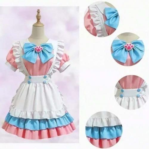 فستان كوسبلاي خادمة أنمي وردي سماوي – إطلالة لطيفة لمحبي الأزياء اليابانية