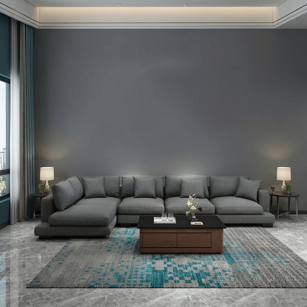 كنبة زاوية رُكنة على شكل حرف L مقاس 300 / 180 × 85 × 70 سم - رصاصي - SEDFURN1987108