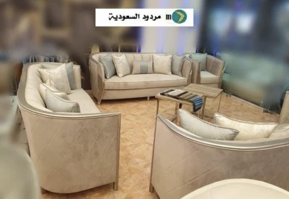 طقم كنب داخلي مودرن فاخر بلون بيج مكون من كنبة ثلاثية + كنبة ثنائية + 2 كرسي - MS_ID_SET_00084