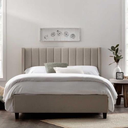 سرير فردي خشب ام دى اف و خيش - سرير 200 × 120 × 40...