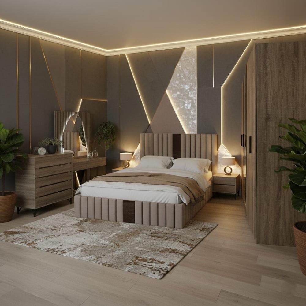 غرفة نوم كاملة مع الدولاب مصنوعة من خشب MDF تايلندي MS_BR_0045