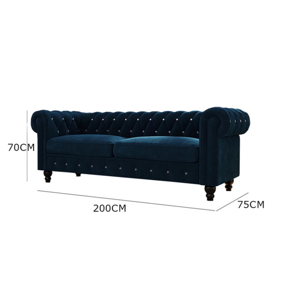 كنبة ثلاث مقاعد مقاس 200 × 75 × 70 سم (عرض × عُمق × ارتفاع) - MS_ID_3PSF_00035 أسود