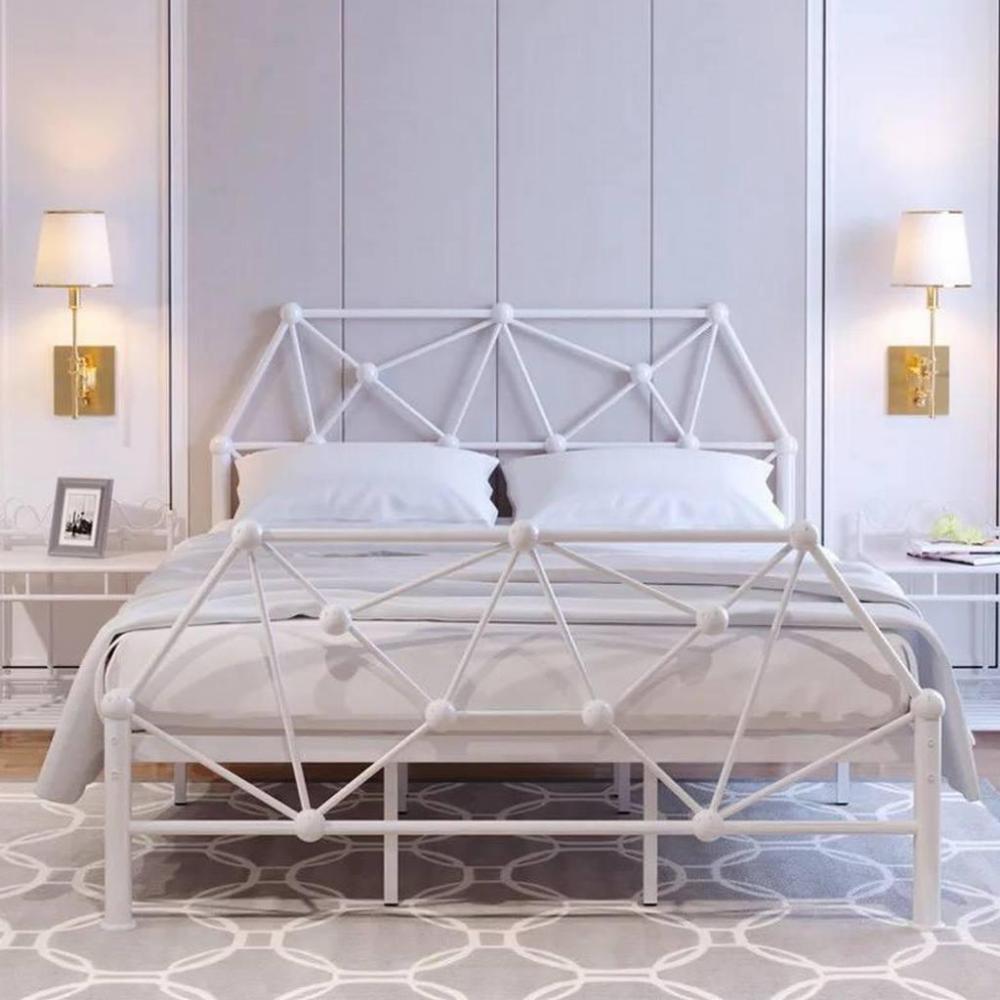 هيكل سرير حديد نفر قابل للطي مع بطانة مرتبة مقاس 90 × 190 × 70 سم MS_BED_MTL_0001 فضي