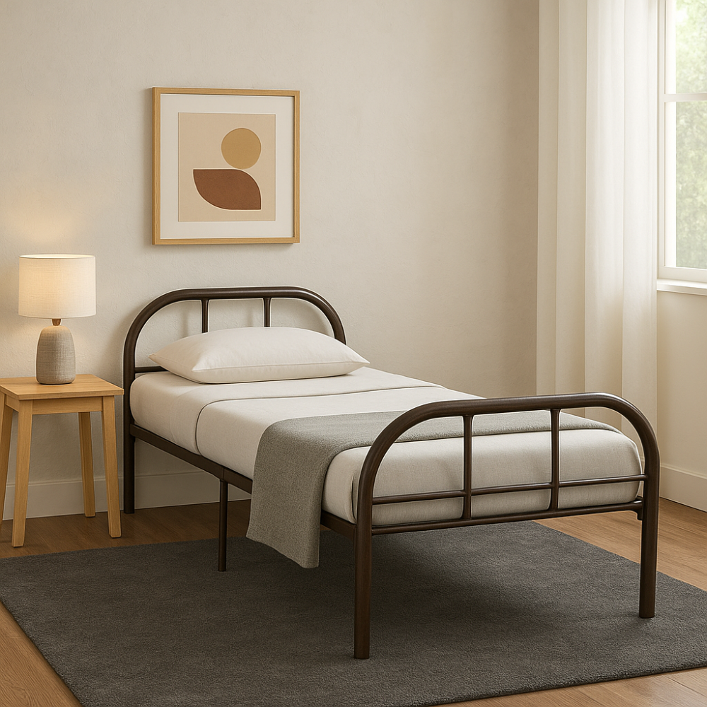 هيكل سرير حديد نفر قابل للطي مقاس 90 × 190 × 60 سم MS_BED_MTL_0007 بني