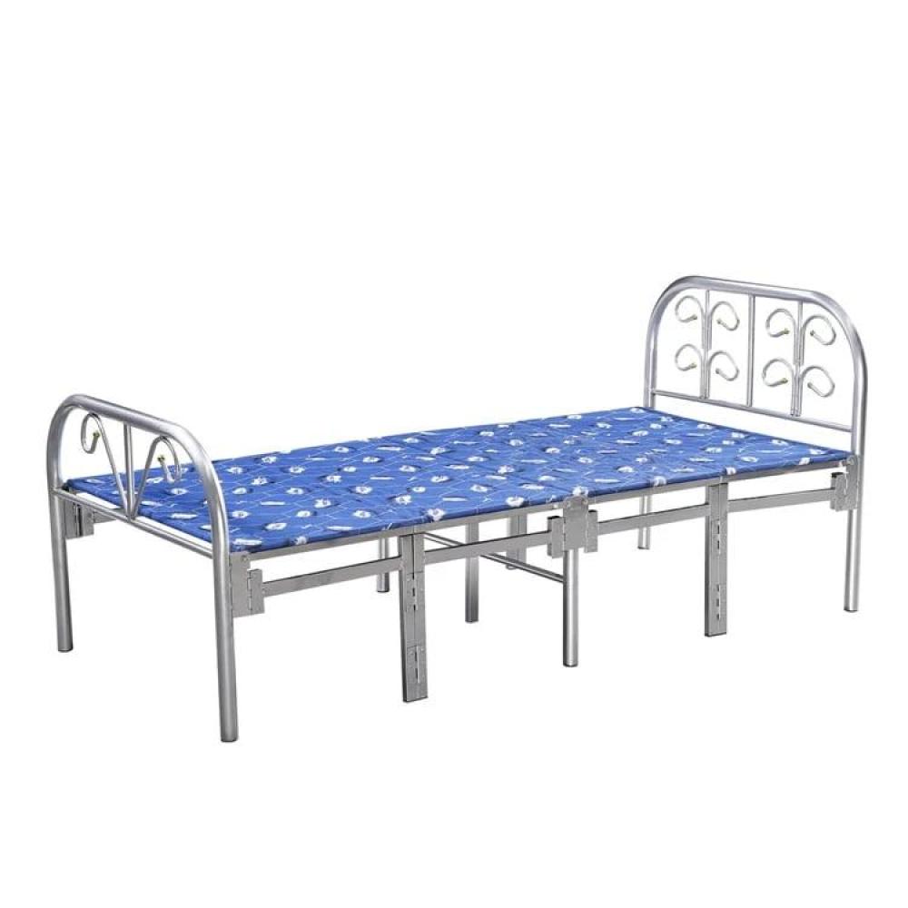 هيكل سرير حديد نفر قابل للطي مع بطانة مرتبة مقاس 90 × 190 × 70 سم MS_BED_MTL_0001_WT أبيض