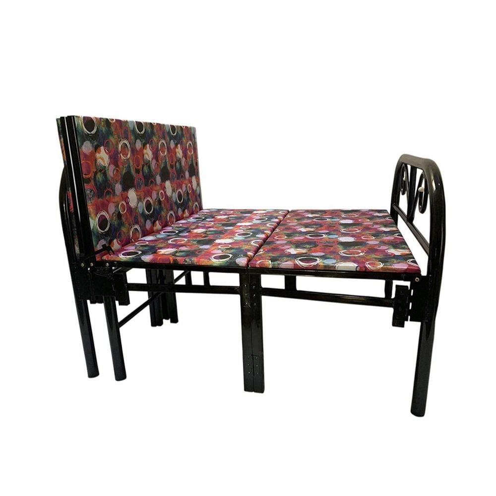 هيكل سرير حديد نفر قابل للطي مع بطانة مرتبة مقاس 90 × 190 × 70 سم MS_BED_MTL_0002 أبيض