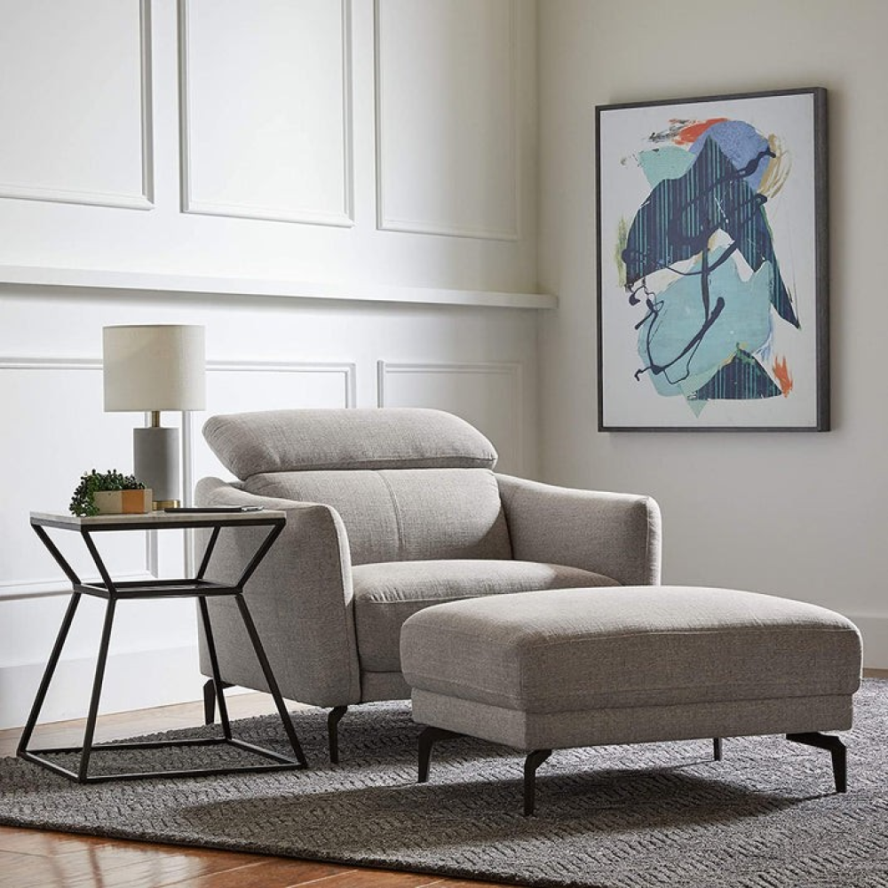 كنبة مقعد واحد مقاس 85 × 80 × 80 سم مع بوف مقاس 85 × 50 × 45 سم (عرض × عُمق × ارتفاع) - MS_ID_1PSF_00246