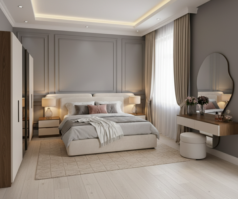 غرفة نوم كاملة مع الدولاب مصنوعة من خشب MDF تايلندي MS_BR_0056