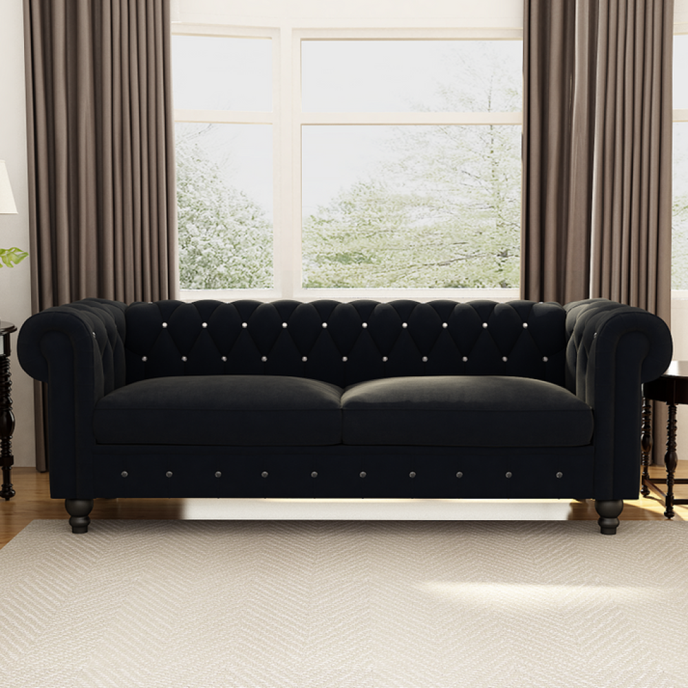 كنبة ثلاث مقاعد مقاس 200 × 75 × 70 سم (عرض × عُمق × ارتفاع) - MS_ID_3PSF_00035 أسود