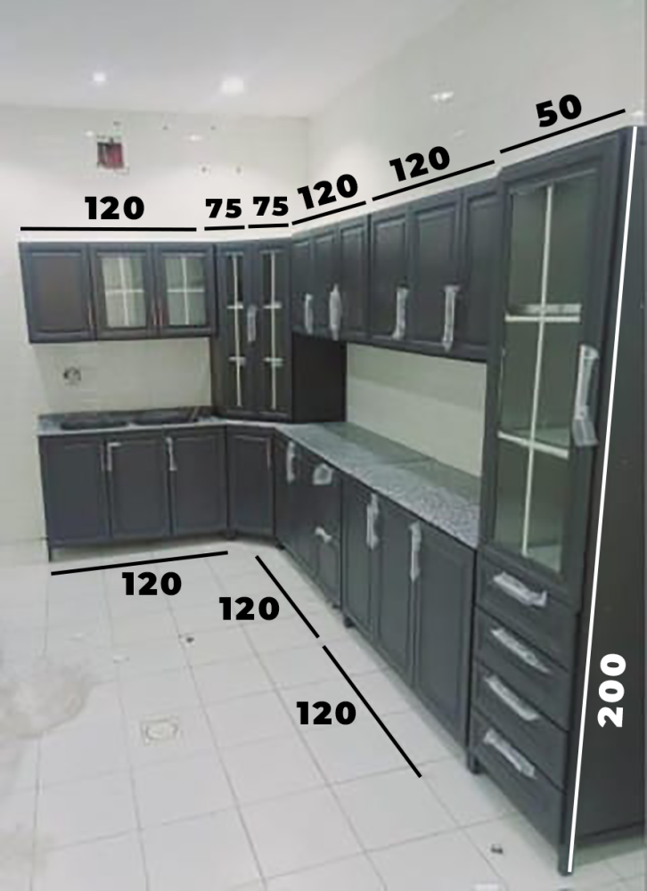 مطبخ المنيوم طقم خزانات مطبخ كامل MS_KCHN_00001