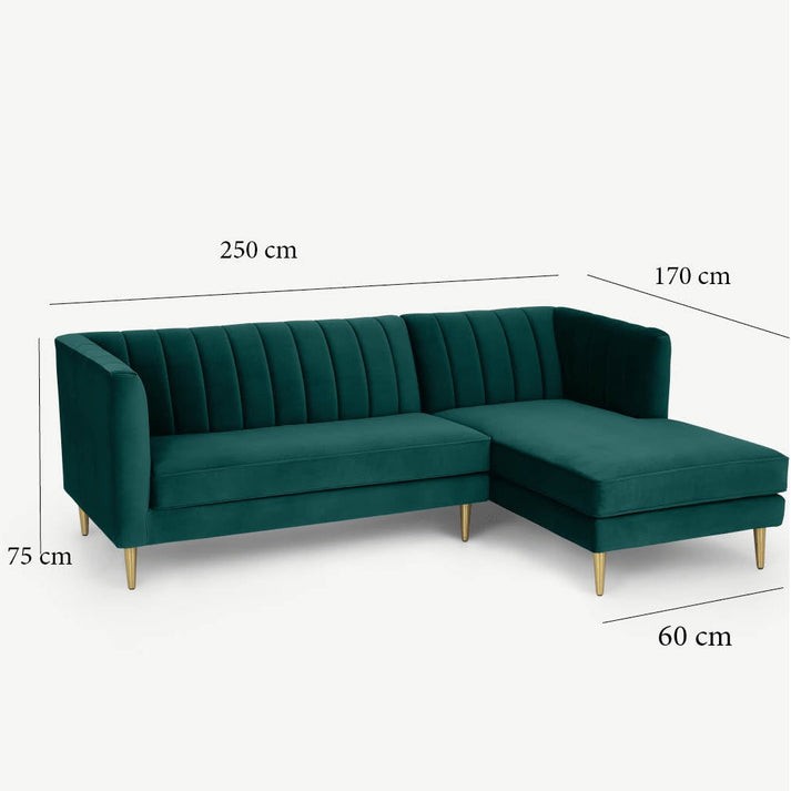 كنبة زاوية على شكل حرف إل بتصميم عصري - اللون أخضر زيتى - مقاس 250 / 170 × 60 × 75 سم