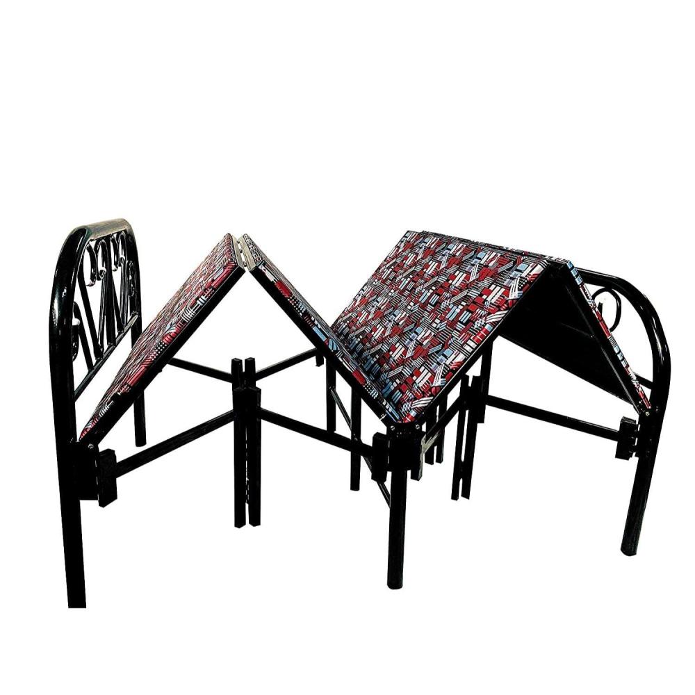 هيكل سرير حديد نفر قابل للطي مع بطانة مرتبة مقاس 90 × 190 × 70 سم MS_BED_MTL_0002 أبيض