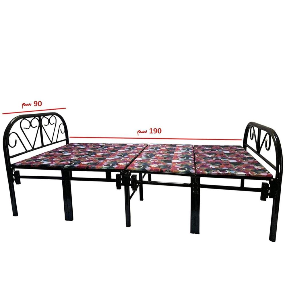 هيكل سرير حديد نفر قابل للطي مع بطانة مرتبة مقاس 90 × 190 × 70 سم MS_BED_MTL_0002 أبيض