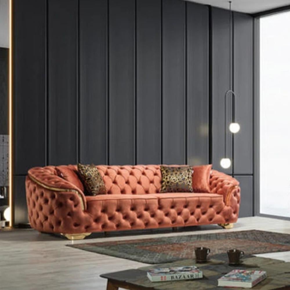كنبة اربع مقاعد مقاس 250 × 110 × 83 سم (عرض × عُمق × ارتفاع) - MS_ID_4PSF_00057 برتقالي يقطين