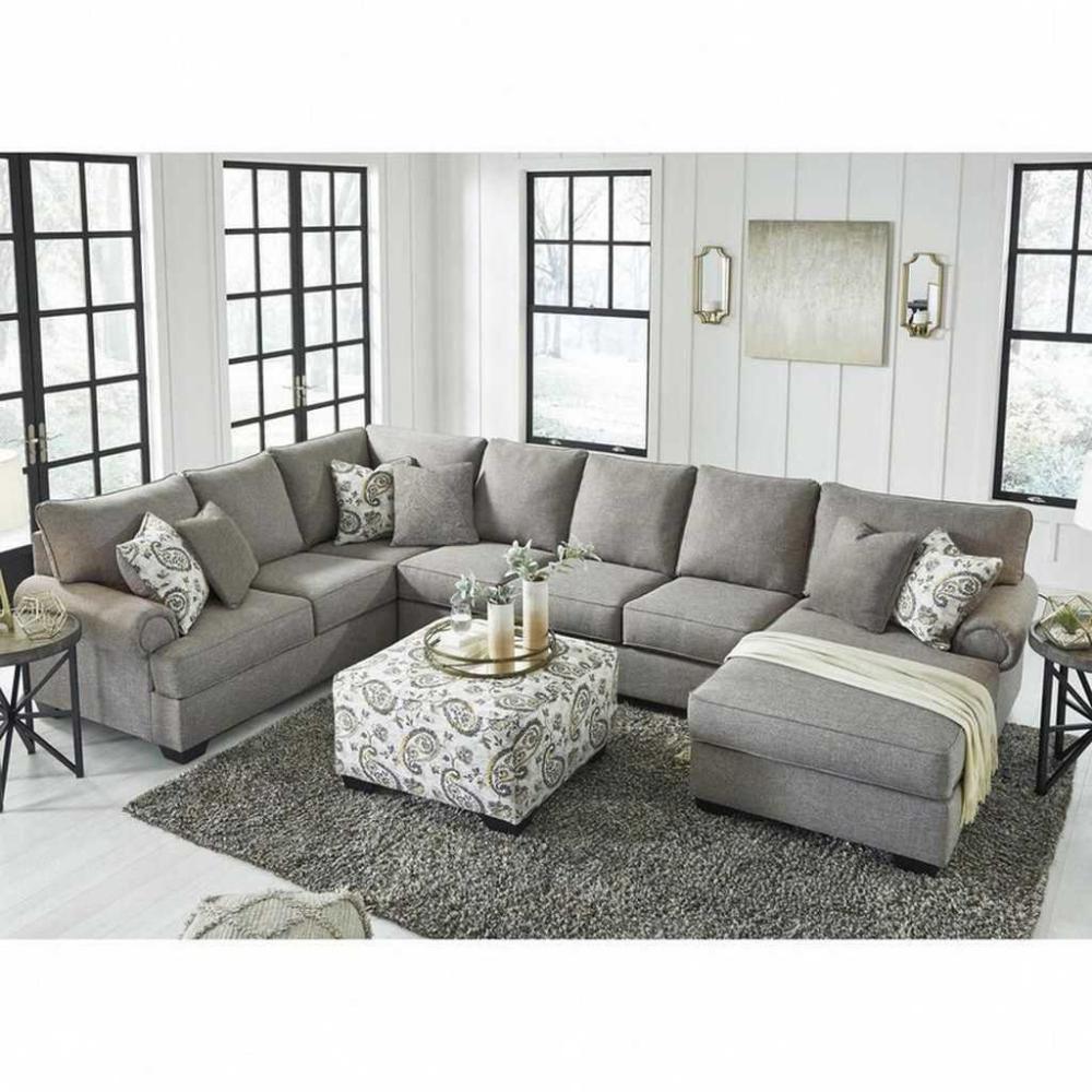 كنبة زاوية رُكنة على شكل حرف U مصنوعة من خشب عالي الجودة مع قماش فاخر - رمادي - SOFA246