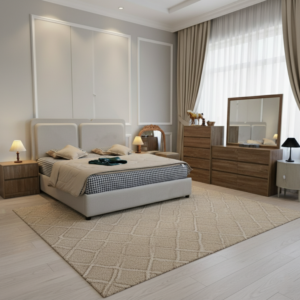 غرفة نوم كاملة مع الدولاب مصنوعة من خشب MDF تايلندي MS_BR_0053