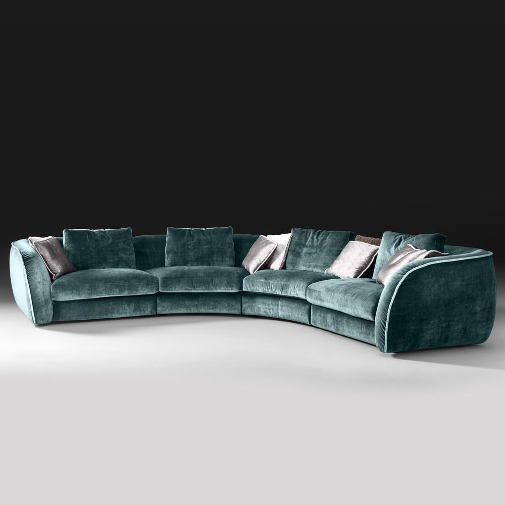 كنبة زاوية رُكنة على شكل حرف L  بتصميم عصري من خشب عالي الجودة - اللون أخضر - مقاس 300 / 300 × 85 × 85 سم