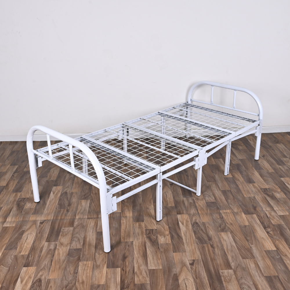 هيكل سرير حديد نفر قابل للطي مقاس 90 × 190 × 60 سم MS_BED_MTL_0009 أبيض