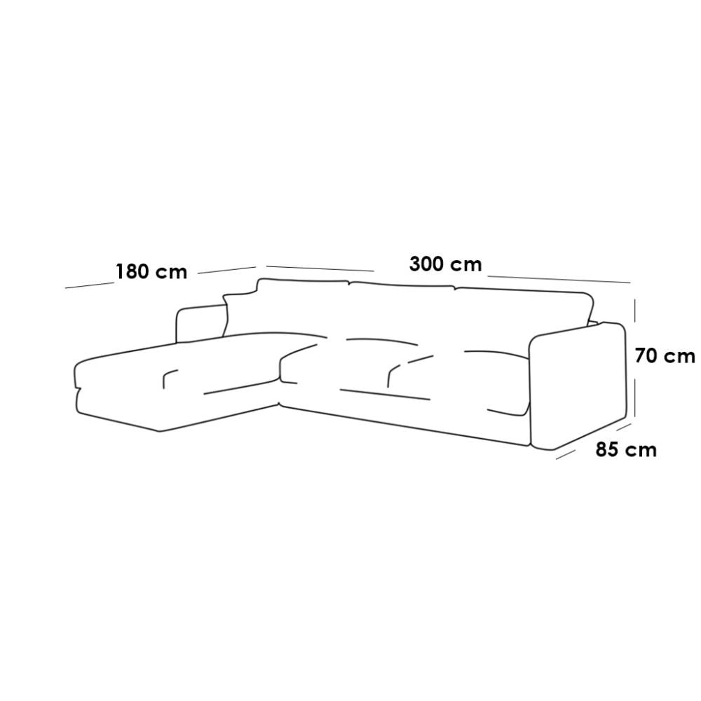 كنبة زاوية رُكنة على شكل حرف L مقاس 300 / 180 × 85 × 70 سم - رصاصي - SEDFURN1987108