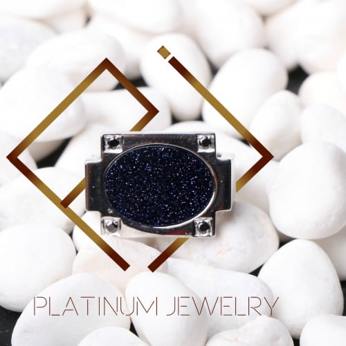 خاتم فضة عيار 925 و حجر طبيعي مرصع بالزركون الاسود