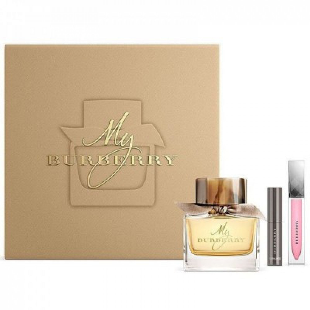 My Burberry perfume set 3 pieces 90ml lip gloss 6ml & 3.5ml - سوق عكاظ
