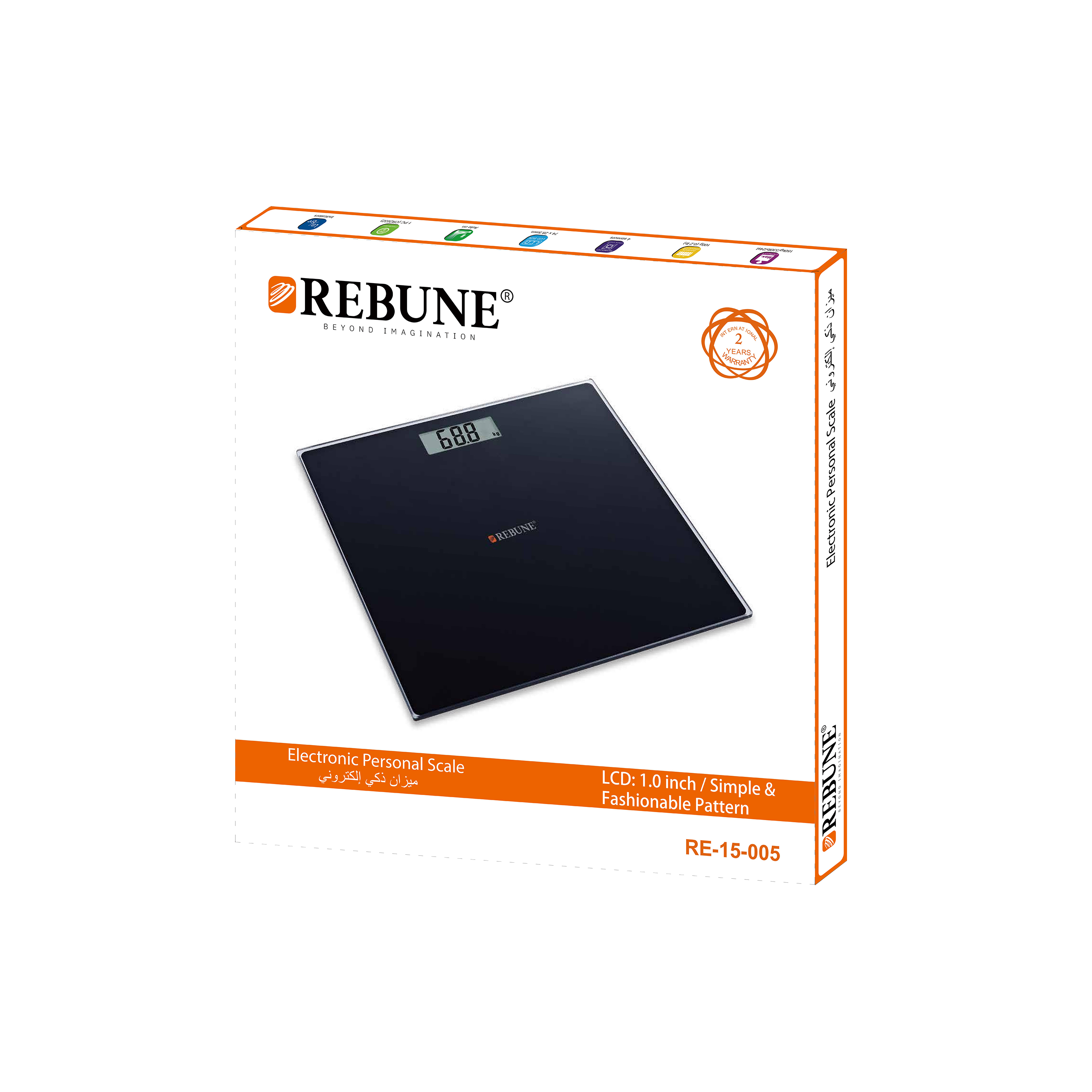 ميزان رقمي ذكي - شاشة LED - يتحمل وزن حتى 150 كيلو - RE-15-005