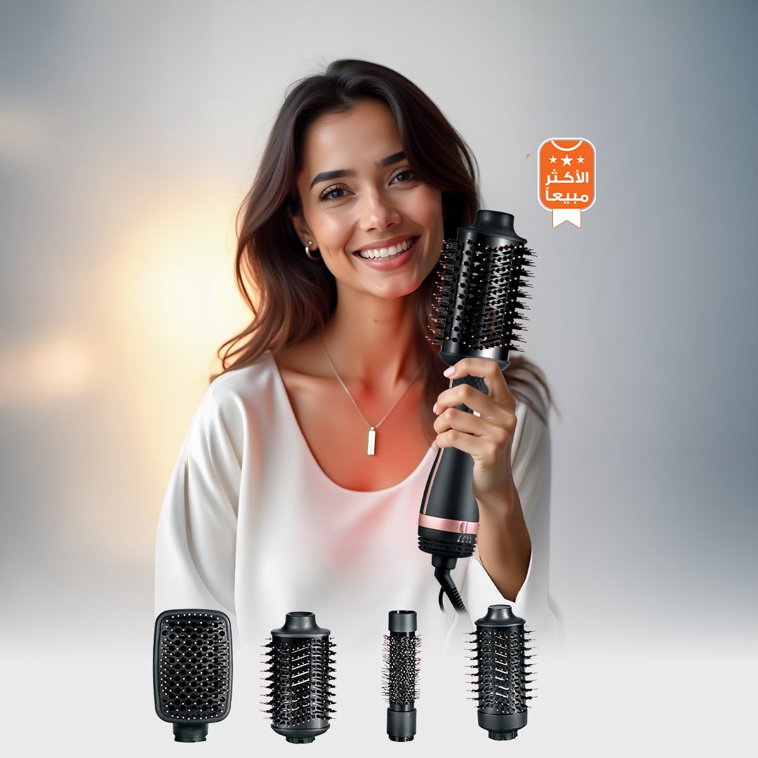 ريبون استشوار ومصفف الشعر الأصلي 4 في 1 - 1200 واط - أسود - RE-2099
