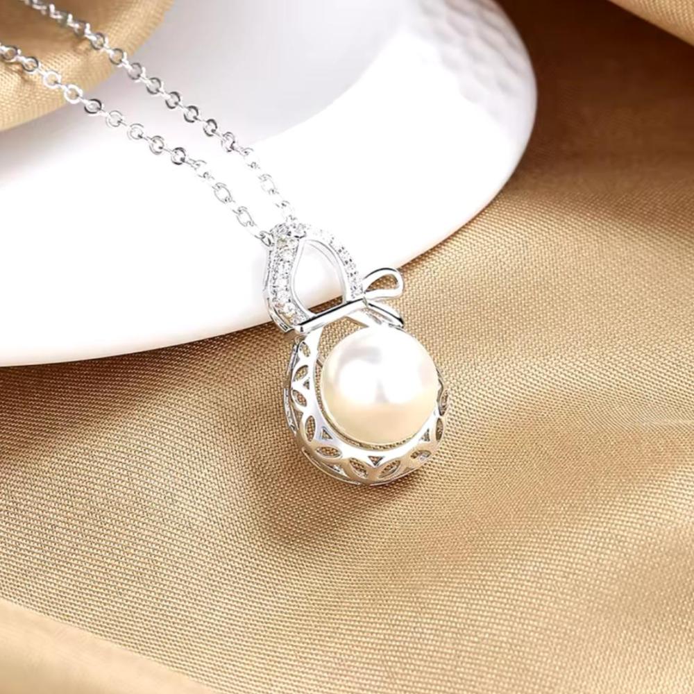 سلسال فضه عيار 925 مع حجر اللؤلو الفاخر