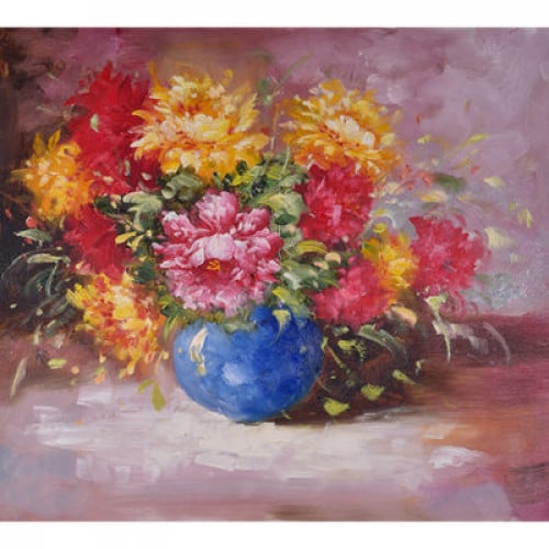 لوحة طبيعة صامتة رسم زيتي مقاس 50 * 60 سم بدون برو...