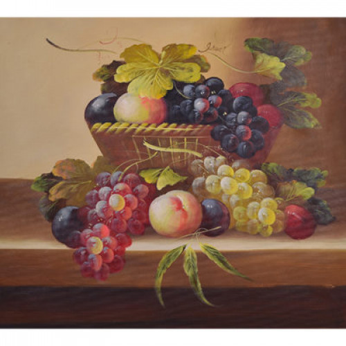 لوحة طبيعة صامتة رسم زيتي مقاس 50 * 60 سم بدون برو...