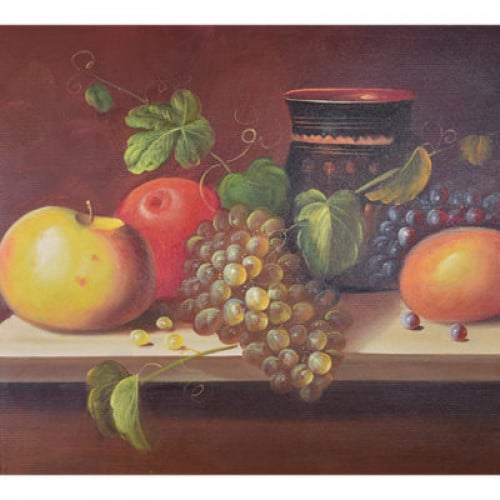 لوحة طبيعة صامتة رسم زيتي مقاس 50 * 60 سم بدون برو...