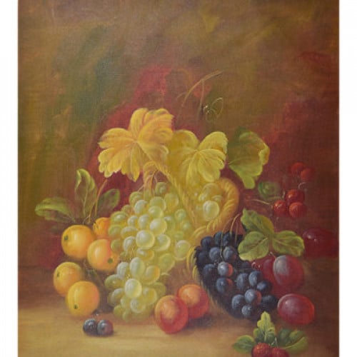 لوحة طبيعة صامتة رسم زيتي مقاس 50 * 60 سم بدون برو...