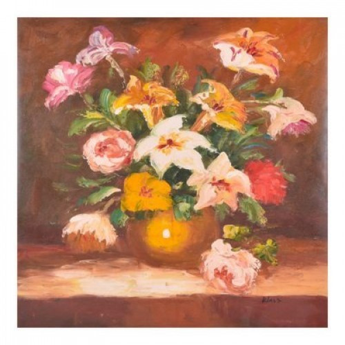 لوحة طبيعة صامتة رسم زيتي مقاس 50 * 60 سم بدون برو...