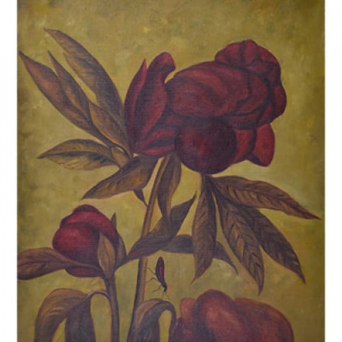 لوحة طبيعة صامتة رسم زيتي مقاس 50 * 60 سم بدون برو...