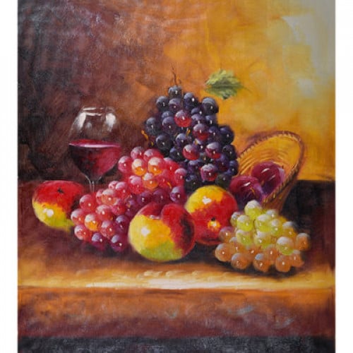 لوحة طبيعة صامتة رسم زيتي مقاس 50 * 60 سم بدون برو...