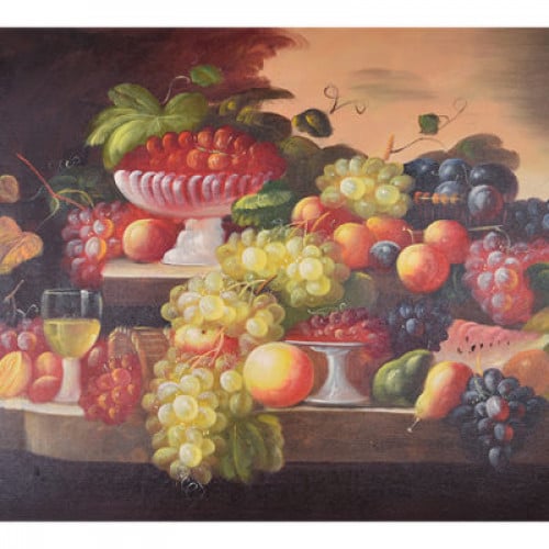 لوحة طبيعة صامتة رسم زيتي مقاس 50 * 60 سم بدون برو...