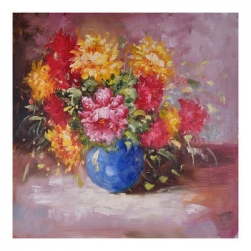 لوحة طبيعة صامتة رسم زيتي مقاس 50 * 60 سم بدون برو...