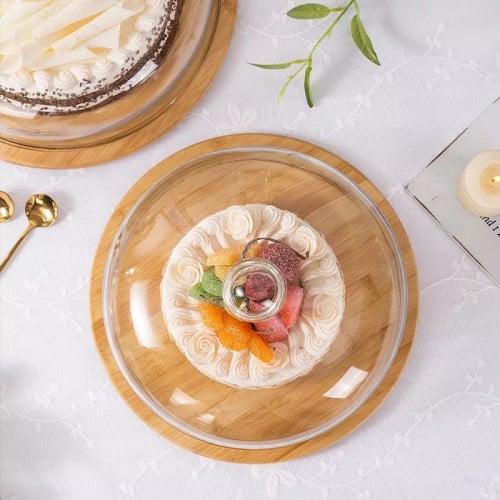 حافظه كيك مع غطاء زجاجي مقاس صغير