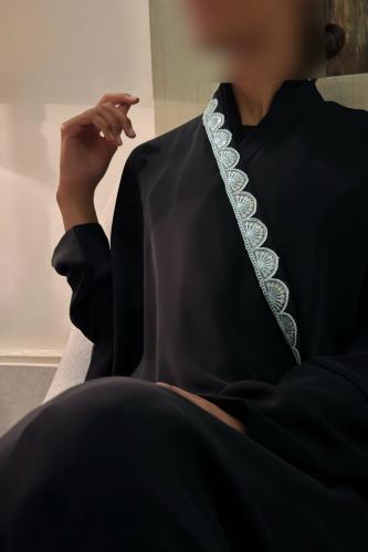 Black Bisht with Tiffany Trim