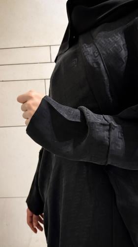Half Bisht – Washed Silk with Jacquard Texture in...