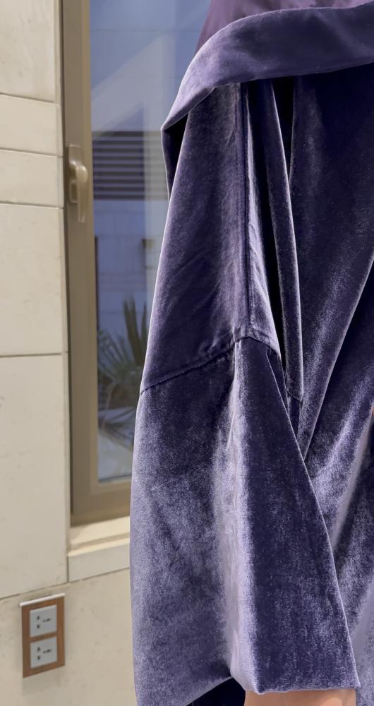 Half Bisht in French Lilac silk Velvet with Plain Wide Sleeves - dailyshall