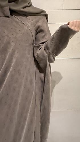 Half Bisht Abaya – Washed Japanese Silk in Taupe