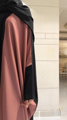 Side Panel Half Bisht – Black and Terracotta