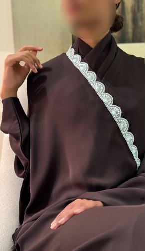 Brown Bisht with Tiffany Trim